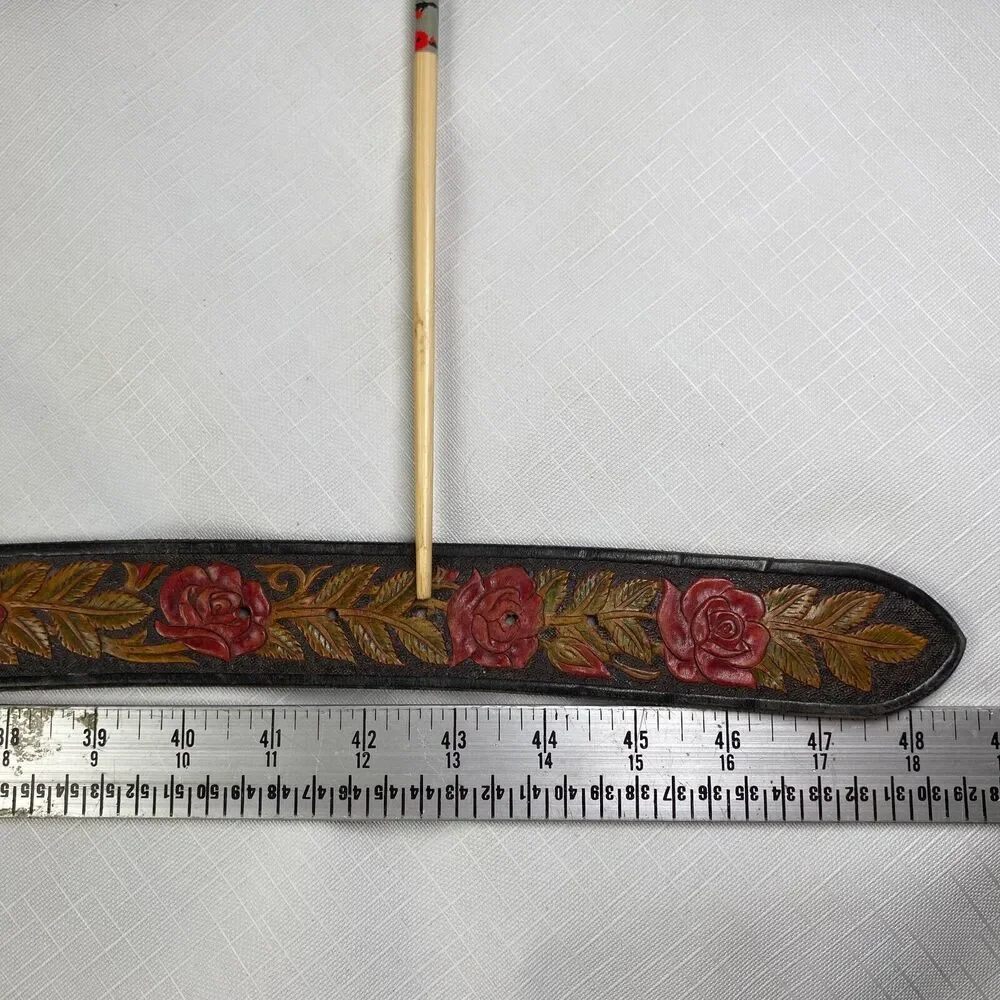 Hand Tooled LEATHER Western Belt "DEAN"! 3D Roses Personalized Handmade Sz 42 - Picture 6 of 16